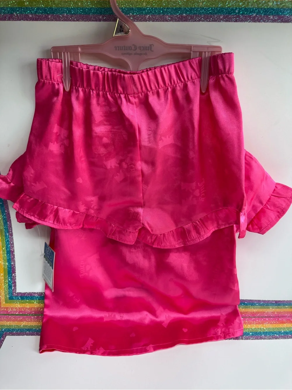 Juicy Couture Bright Hot Pink Satin Short Pajama Set